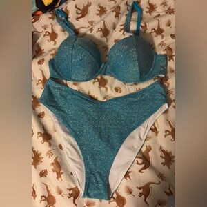 Blue sparkle Victoria Secret PINK Bikini Set